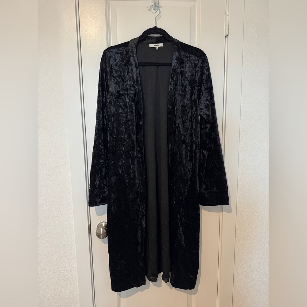 RO & DE Black Velvet Long Cardigan